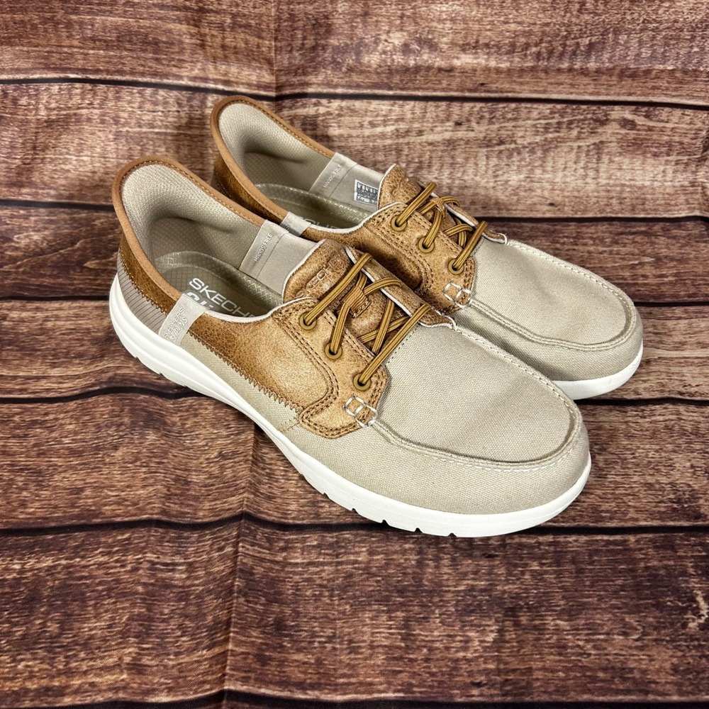 Skechers Womens Hands Free Slip-ins On the Go Flex Palmilla Boat Shoe Taupe 8